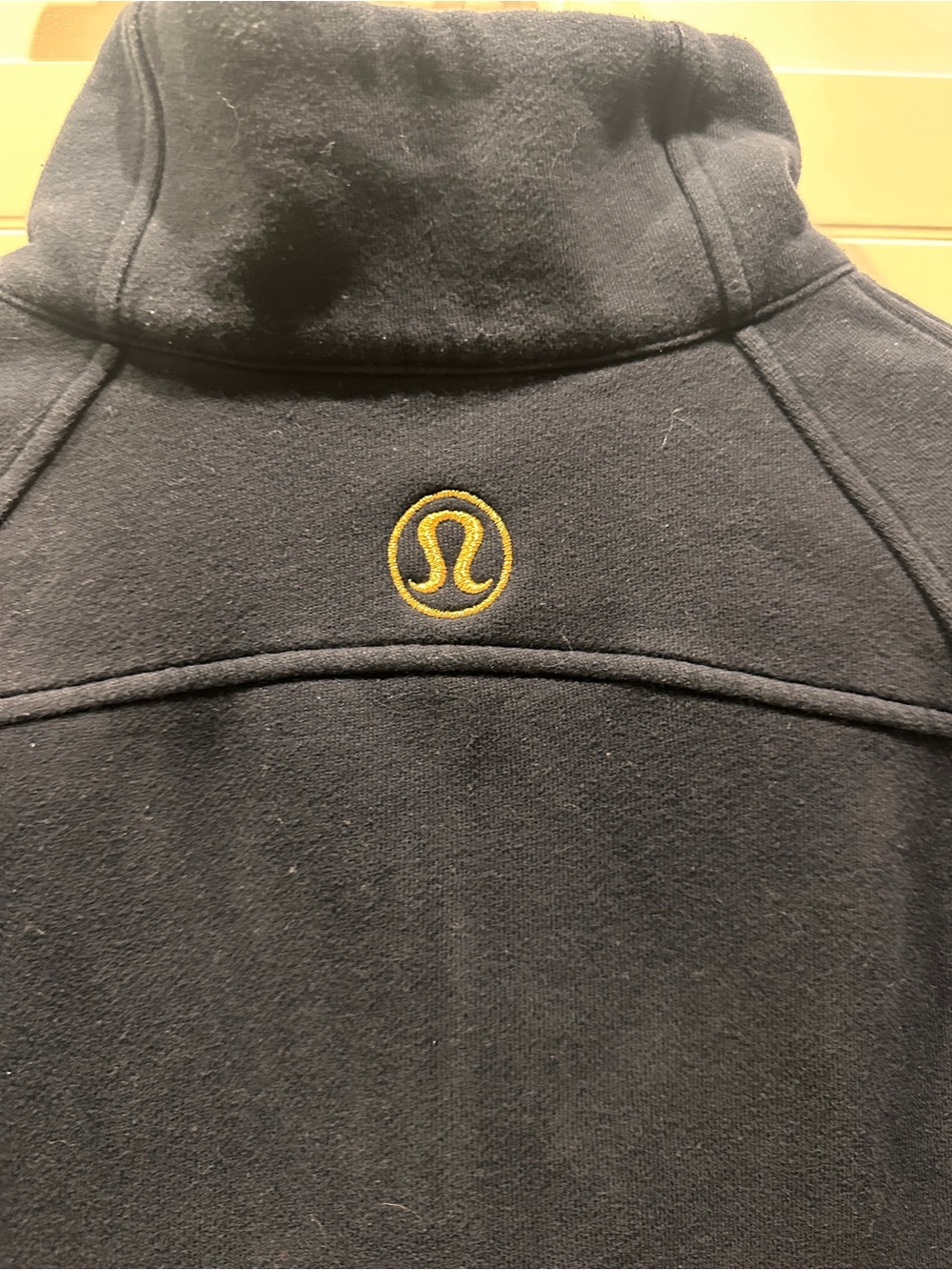 Lululemon Scuba Oversized Funnel Neck Half Zip True Navy/Gold XS/S Rare - Picture 5 of 6